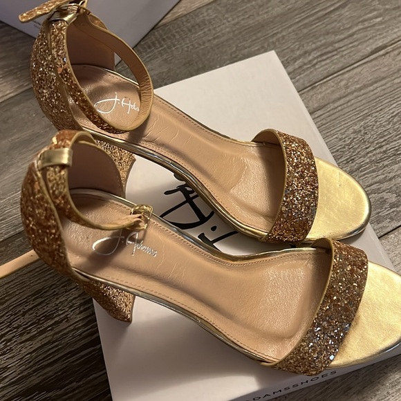 J.Adams Shirley Gold Glitter Heels - Picture 3 of 6